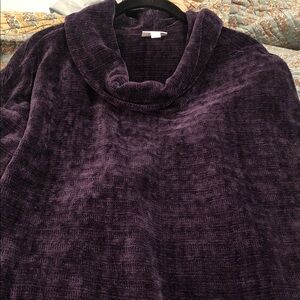 J.Jill Purple Cowl Neck Chenille Pullover Sweater Tunic